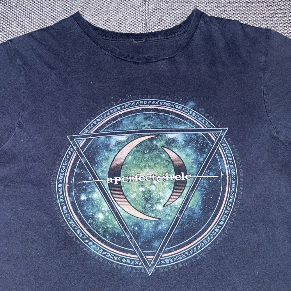 Vintage A Perfect Circle Black Sun Faded Band T Shirt Mens Size Small Y2K Grunge